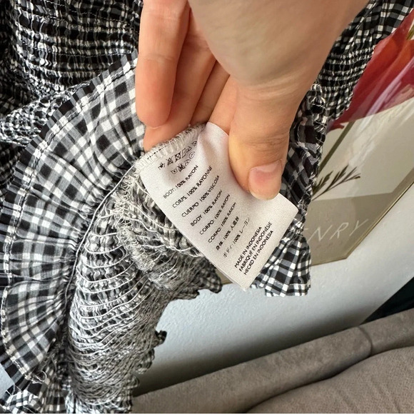 Faithfull the Brand Constantia Smocked Gingham Mini Dress 6 - Picture 9 of 9